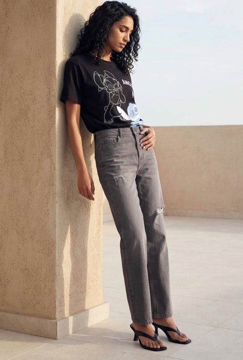 GINGER Distressed High-Rise Jeans