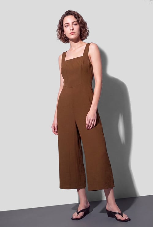 GINGER Solid Square Neck Jumpsuit