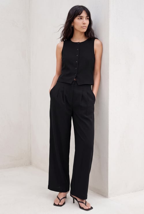 GINGER Solid Pleated Trousers