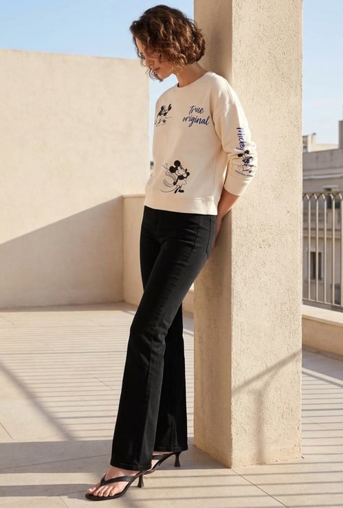 GINGER Washed High-Rise Flared Jeans