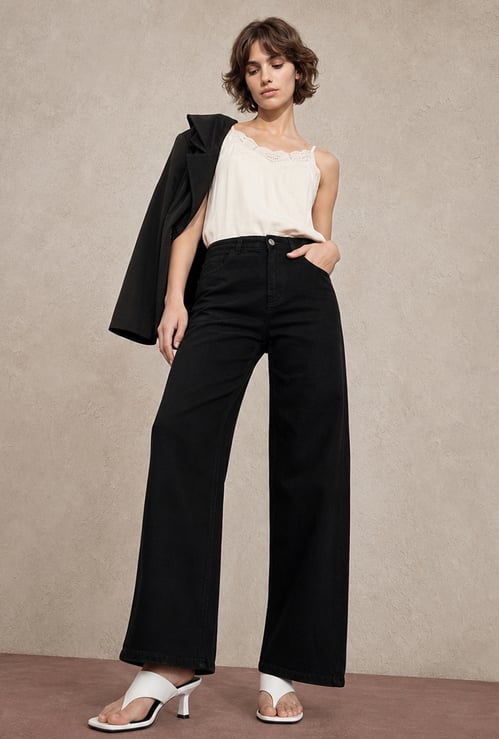 GINGER Washed Woven High Waist Jeans