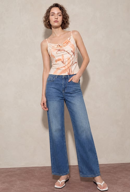 GINGER Washed Woven High Waist Jeans