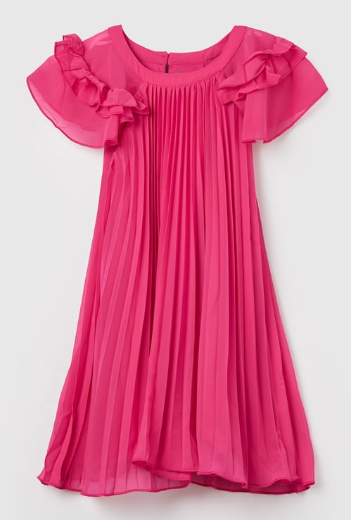 UNITED COLORS OF BENETTON Girls Pleated Ruffle Dress