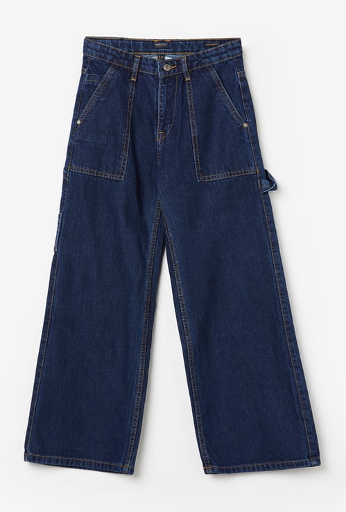 ALLEN SOLLY Boys Medium Wash Comfort Fit Jeans