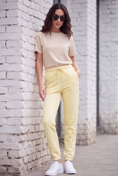 FAME FOREVER Solid Drawstring Joggers