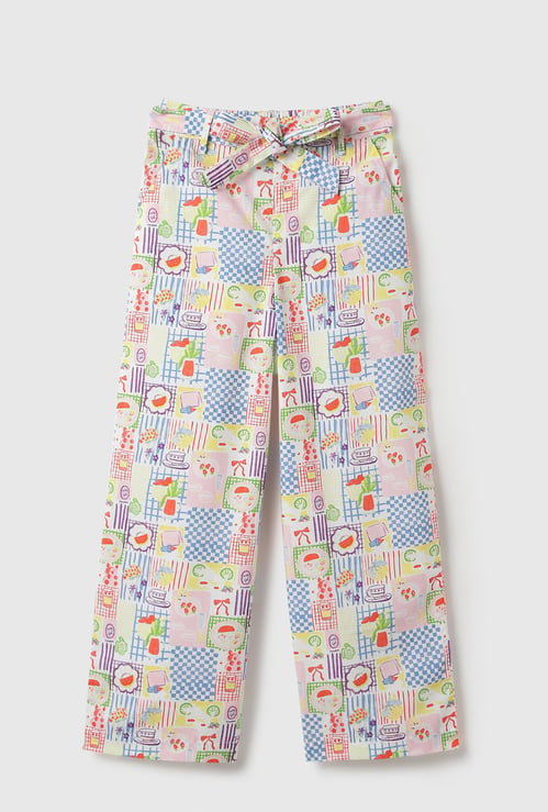 UNITED COLORS OF BENETTON Girls Printed Flat Front Trousers