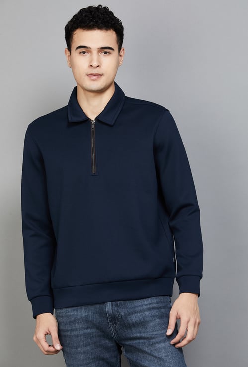 SPYKAR Solid Quarter-Zip Sweatshirt