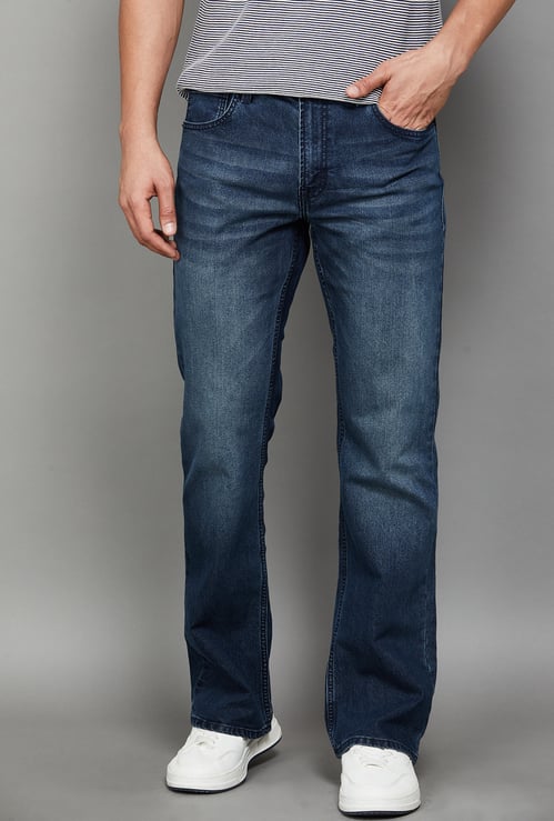 SPYKAR Washed Boot Cut Jeans