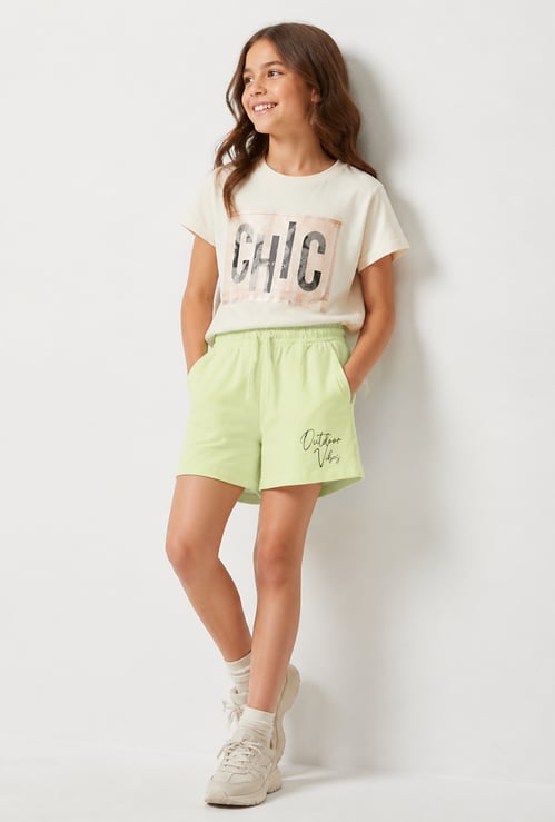 FAME FOREVER Girls Typographic Print Shorts