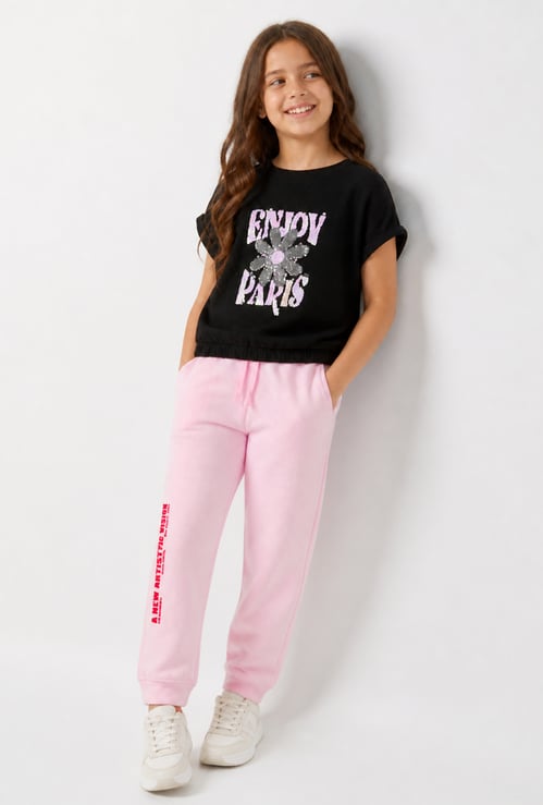 FAME FOREVER Girls Typographic Print Joggers
