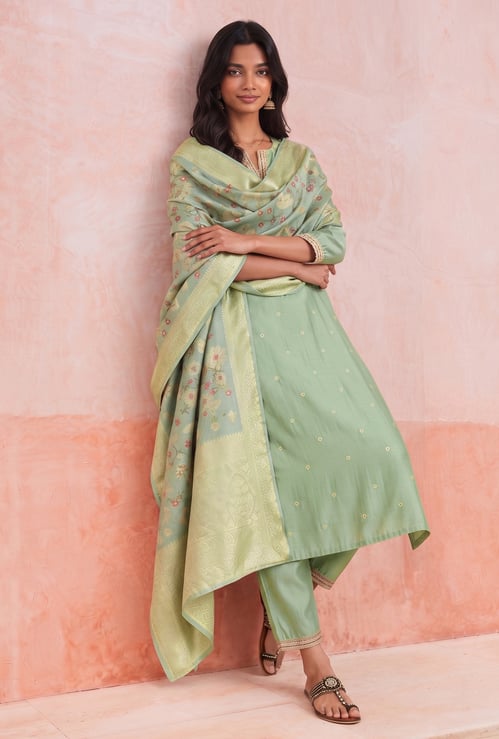 MELANGE Embroidered Straight Kurta Set