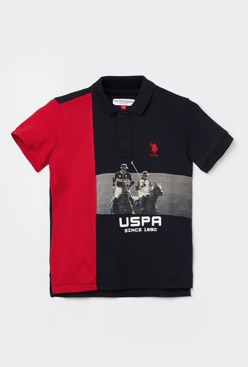 US POLO ASSN KIDS Boys Graphic Print Polo T-shirt