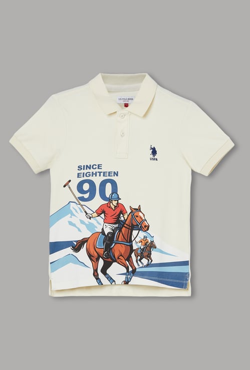 US POLO ASSN KIDS Boys Graphic Print Polo T-shirt