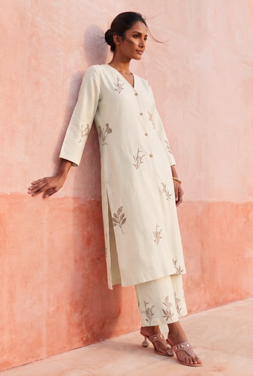 MELANGE Ethnic Motif Straight Kurta Set