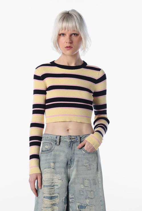 ONLY Striped Cropped Sweatshirt