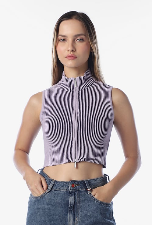 ONLY Textured Zip-Up Sweatshirt