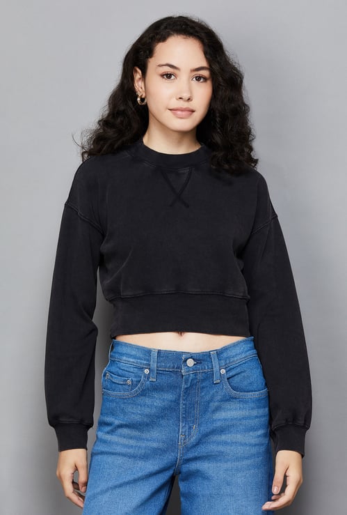 ONLY Solid Cropped Sweatshirt