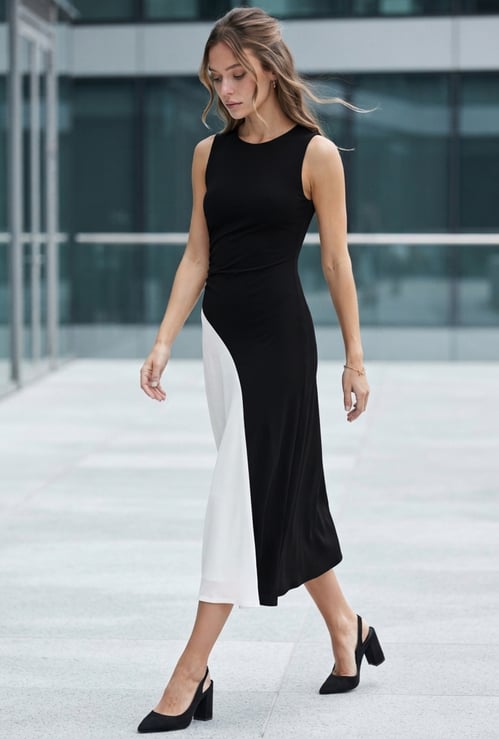 CODE Colourblock Midi Dress