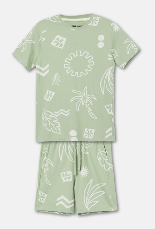 FAME FOREVER Boys Graphic Print T-shirt with Shorts Set