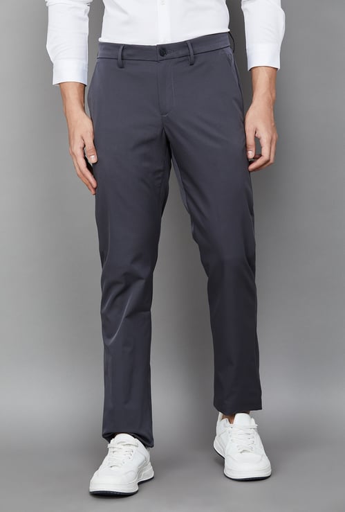 ALLEN SOLLY Solid Slim Straight Trousers