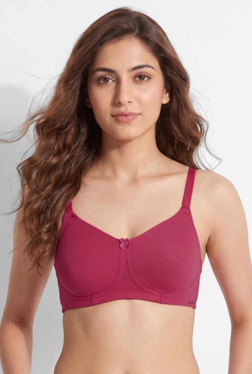 AMANTE Solid Non Padded Non Wired Seamed Support Bra