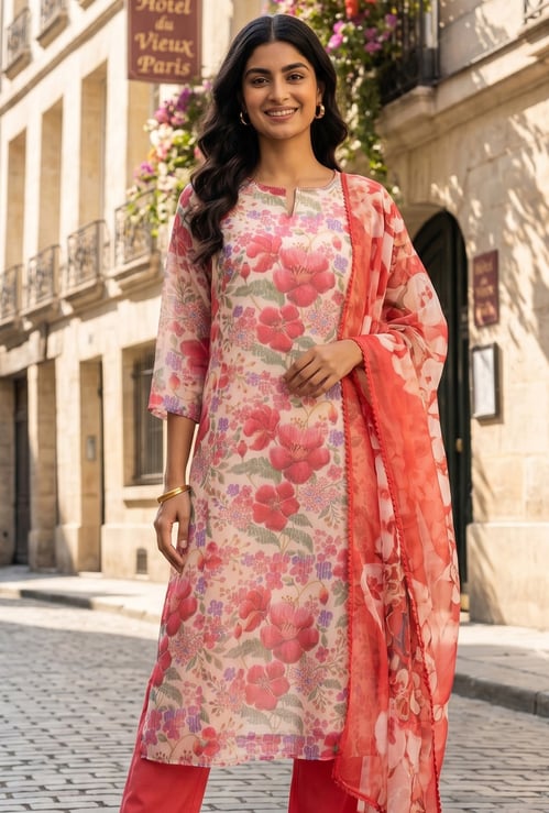 W Floral Print Dupatta
