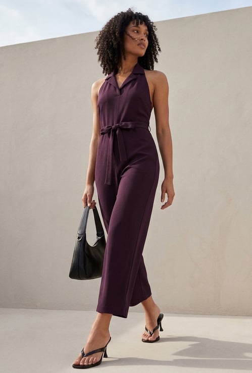GINGER Solid Belted Jumpsuit