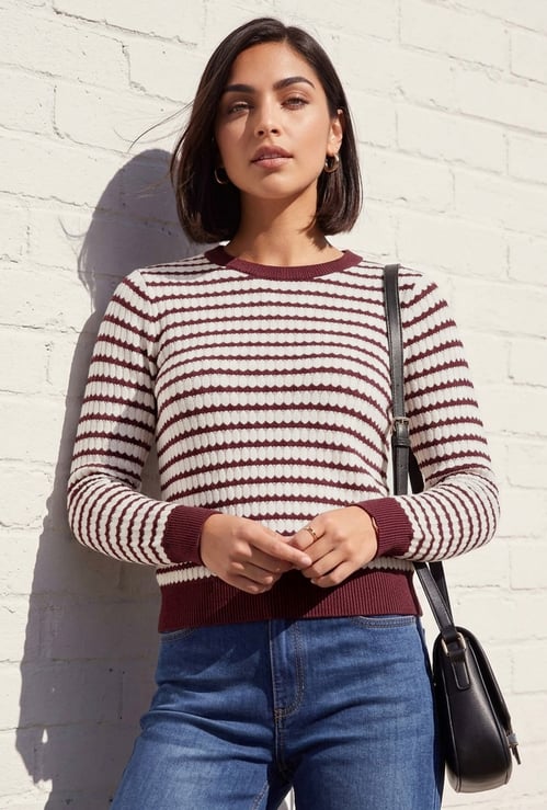 FAME FOREVER Striped Sweater