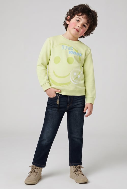 FAME FOREVER Boys Medium Wash Mid-Rise Jeans