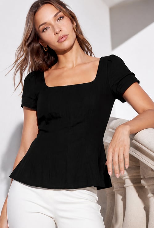 CODE Solid Peplum Top