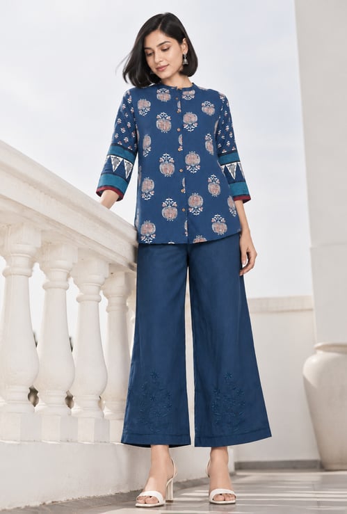 MELANGE Embroidered Palazzos