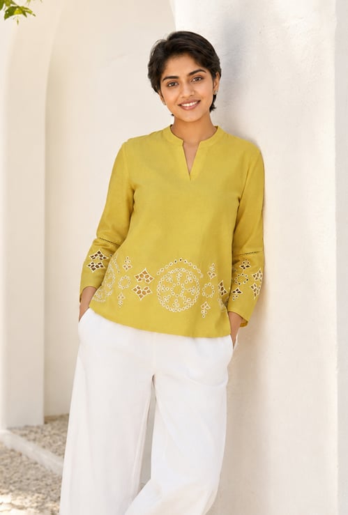 COLOUR ME Schiffli Design Top