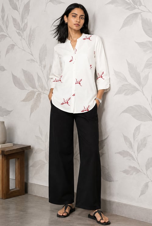 COLOUR ME BY MELANGE Printed Shirt-Style Top