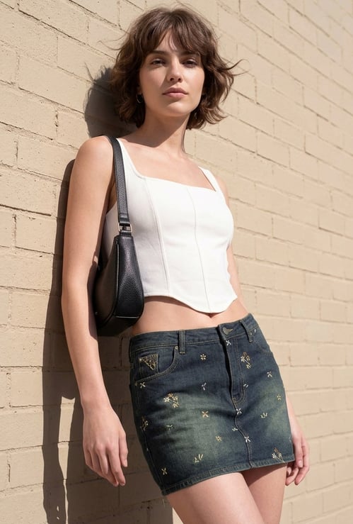 GINGER Embroidered Mini Skirt
