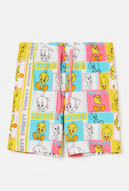 KIDSVILLE Girls Tweety Printed Shorts