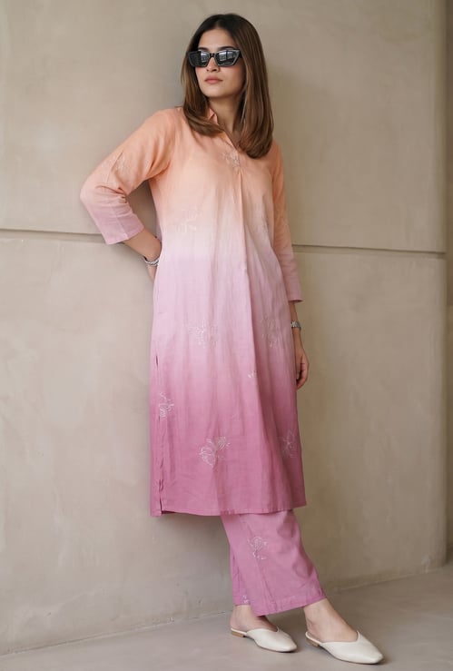 MELANGE Embroidered Straight Kurta Set