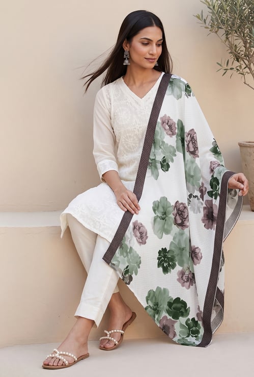 MELANGE Floral Print Dupatta
