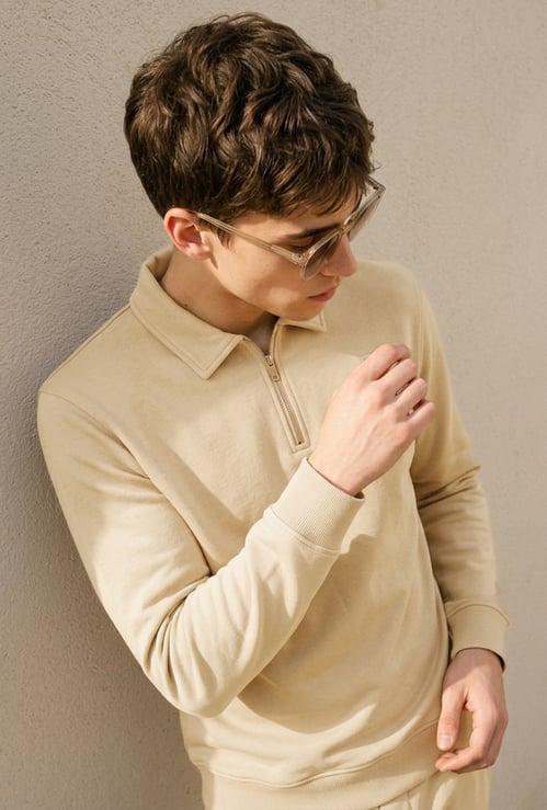 FAME FOREVER Solid Polo Sweatshirt