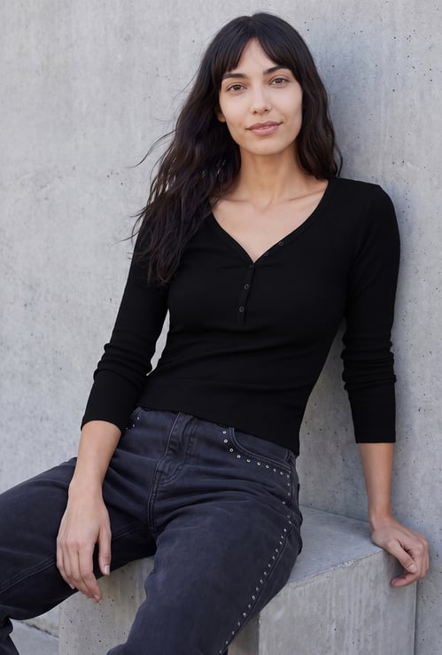 GINGER Ribbed Crop T-shirt