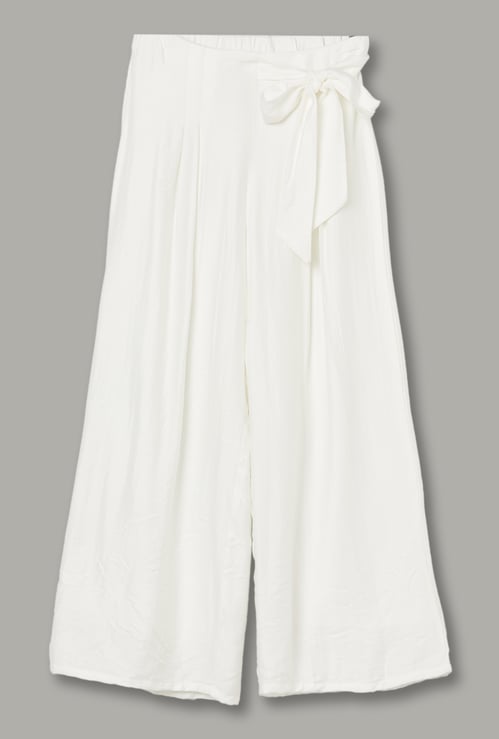 PEPPERMINT Girls Solid Wide-Leg Trousers