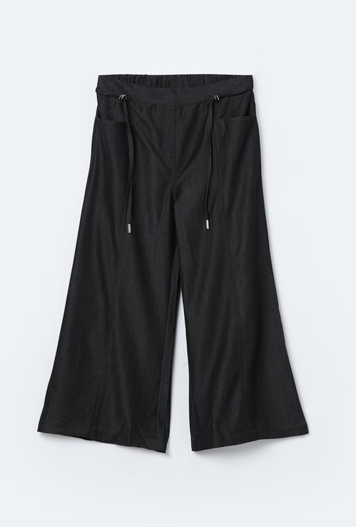 PEPPERMINT Girls Solid Wide-Leg Trousers