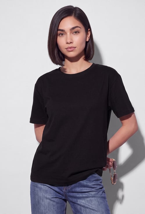 FAME FOREVER Solid Drop Shoulder T-shirt