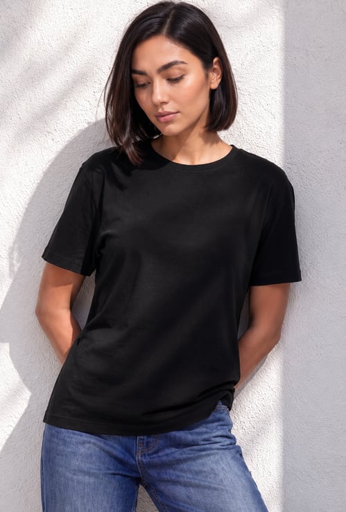 FAME FOREVER Solid Drop Shoulder T-shirt