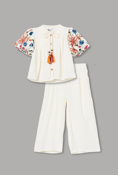 PEPPERMINT Girls Embroidered Top with Trousers