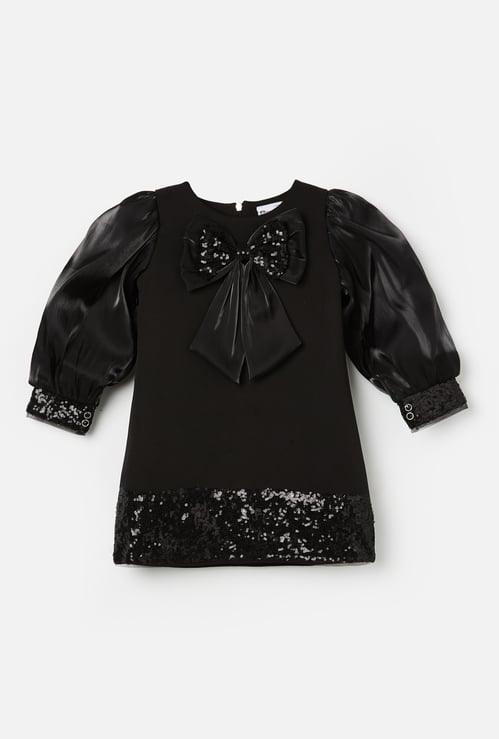 PEPPERMINT Girls Embellished Bow A-Line Dress