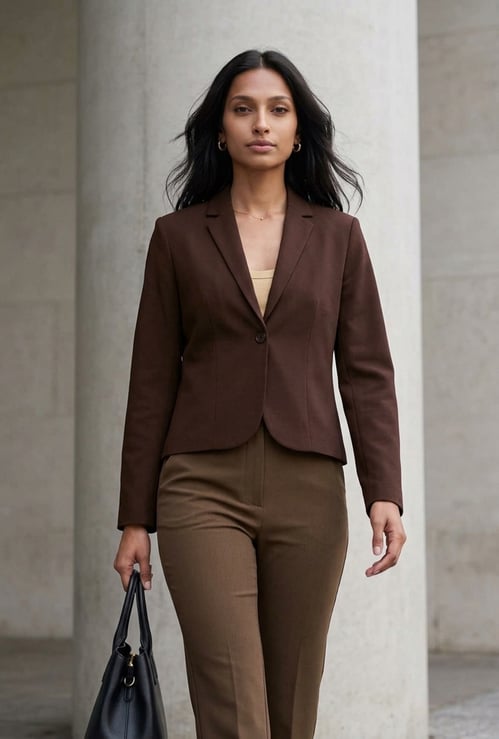 CODE CLASSIC Solid Single Breasted Blazer
