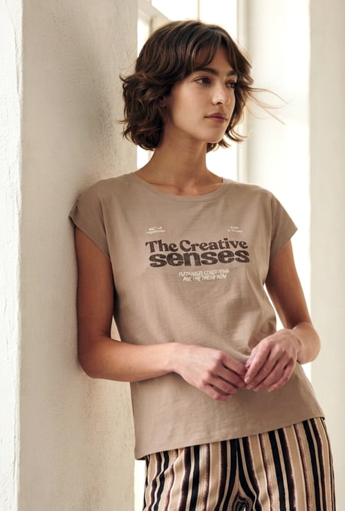 GINGER Typography Print Lounge T-shirt