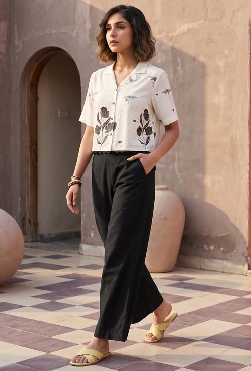 COLOUR ME Solid Straight Pants
