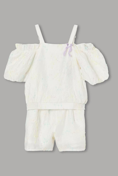 PEPPERMINT Girls Embroidered Top with Shorts Set