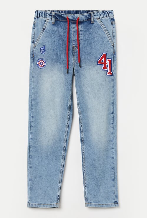KIDSVILLE Boys Captain America Appliqued Jeans